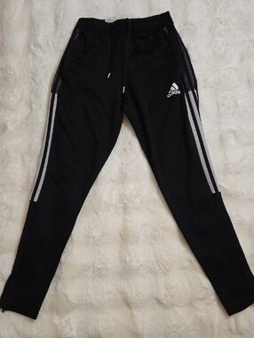 Adidas Black Joggers with Mesh And Side Stripes